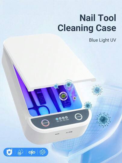 Esterilizador de herramientas para uñas UV, con luz azul, puerto USB multifunción, adecuado para esterilización de herramientas para uñas y aromaterapia, aplicable para salón de uñas profesional, herramientas para uñas, herramientas de maquillaje, pinzas, joyas, teléfonos, relojes, llaves y talla grande