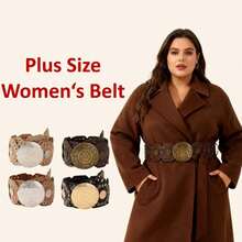 大码女式波西米亚风镂空金属圆盘孔眼花卉图案铆钉腰带装饰时尚性感连衣裙配饰，适合各种派对、聚会和休闲场合 - 拼接 - 查看 14