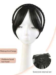 Braided Headband Synthetic Wig, Split Into Eight Character Bangs, Naturally Connected Synthetic Bangs, Suitable For Women's Daily Wear And Gatherings