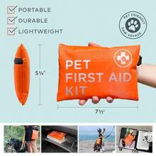 Dog First Aid Kit - Pet Emergency Kit - Water Resistant High Visibility Reflective First Aid Pouch Dog Camping Essentials For Hiking Backpacking Sports Hunting - Red and White - View 6