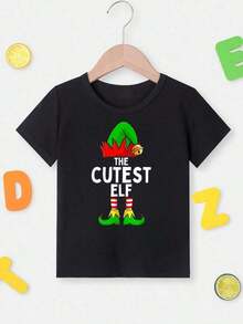 Camiseta Divertida de la Serie de Navidad para Niños, 100% Algodón, Tejido Cómodo, Color Negro - Negro-14 - Ver 3