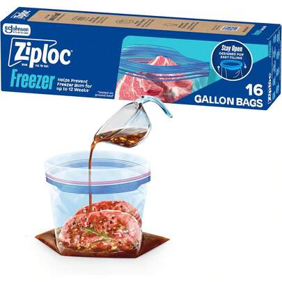 Bolsas de almacenamiento de alimentos para congelador, diseño abierto con parte inferior de pie, fácil de llenar, 16 bolsas en total