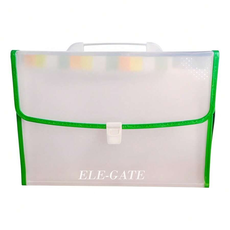 Folder Plástico Repelente Tipo Maletín 12 Separadores - Verde - Ver 1