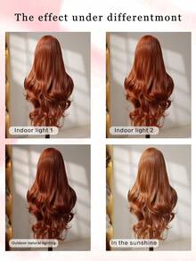 13x6蕾丝前假发，带婴儿发，30英寸长波浪卷合成纤维假发，耐热纤维，弹性帽，适合各种场合，高品质自然柔软合成纤维假发，女士圣诞礼物 - 亮橙色 - 查看 10