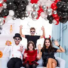 Set de 36 globos mate rojos, mate blancos, mate negros y metálicos plateados, adecuados para cumpleaños, bodas, San Valentín, Año Nuevo, ceremonias de inauguración, decoración del hogar, arreglos de globos, fiestas con globos, accesorios de fotografía, fondos para fotomatón, decoración de bodegones - Multicolor - Ver 5