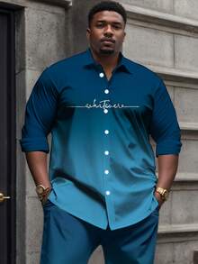 Men's Plus-Size Shirts, Men's Plus-Size Shirts, Printed Machine Washable Casual Long-Sleeved Shirts.