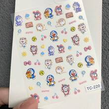 Doraemon 1 miếng dán móng tay hình hoạt hình dễ thương màu xanh dương, dùng để trang trí móng tay, quà tặng Giáng sinh, đồ trang trí Giáng sinh. - Nhiều màu - Xem 6