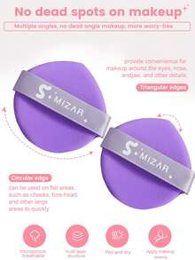 19pcs Makeup Brush Set, Including: 1 Multi-Functional Zipper Waterproof Makeup Bag + 3 Triangle Makeup Sponges + 3 Mini Air Cushion Makeup Sponges + 1 Hair Tie + 2 Bowl Hanging Ropes + 2 Cleansing Sponges + 2 Makeup Brush Cleaning Tools + 1 Face Ice Pack + 1 Silicone Soft Hair Brush + 3 Air Cushion Makeup Sponges - Purple - View 10