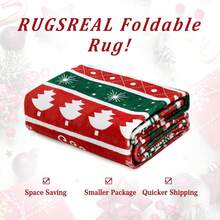 Christmas Area Rug 2x3 Winter Christmas Tree And Snowflake Area Rug For Entryway Christmas Door Mat Non-Slip Rug Washable Floor Cover For Living Room Bedroom - Multicolor - View 5