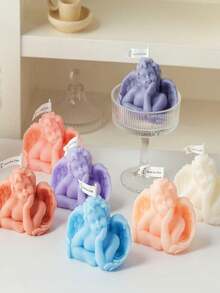 This 1-Piece Adorable Angel-Shaped Scented Candle Holder Is A Perfect Valentine's Day Gift. An Artistic Soybean Candle, It's Suitable For Decorating Desks, Offices, Bedrooms, And Bedside Tables. A Perfect Gift For Friends, Family, Classmates, And Colleagues. A Handmade Scented Candle, It's Also A Great Birthday Or Graduation Gift, And A DIY Home Decor Craft. - Multicolor - View 2
