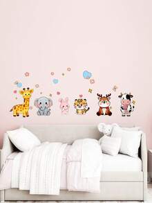 1pc Cute Animal Wall Sticker, Bedroom Baby Room Wall Decor, Living Room Wall Decoration, Self-Adhesive High-End Wall Decal - Multicolor - View 2