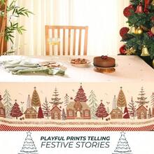 - Mantel de Navidad rectangular de 152.4x 259.08, para decoracin de interiores, tela de algodn rojo, rectangular, funda de mesa blanca estilo granja para decoracin rstica para - 213.4 x 152.4 cm (Rectangular) + Rojo - Ver 6