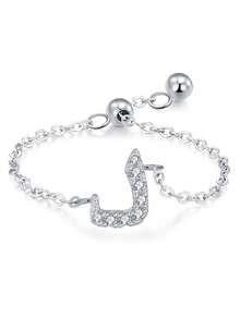 1 pièce Bague réglable minimaliste en lettre arabe en argent sterling 925, cadeau élégant pour les femmes pour le mariage, l'anniversaire, la fête des mères - Argent - Voir 26