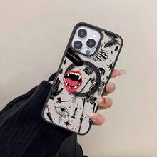 Funda para teléfono con diseño de esqueleto y labios, compatible con teléfonos ,  17,  16 Pro Max,  15 Pro Max,  13 y  12. Fabricada en TPU para una protección eficaz contra golpes y caídas. Un regalo original para familiares, amigos, seres queridos, parejas y para Halloween. - Negro - Ver 3
