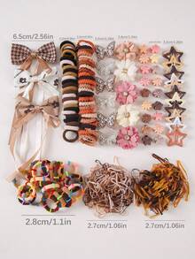 793件/套 女孩水钻花朵发夹，可爱公主风发饰，弹性耐用发圈，刘海发夹，多功能发卡，适合日常佩戴和送礼 - 彩色 - 查看 6