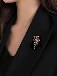 1 pieza Broche elegante de flor de Crepe Myrtle de cristal, accesorio de moda versátil - Bauhinia - Ver 12