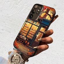 Café de otoño con libros y hojas Impresión UV para iPhone 11/12/13/14/15/16 Plus/17 Pro Max (Regalos de Navidad seleccionados, regalos por el Día Nacional, regalos por el Día de la Independencia, regalos de San Valentín, regalos de cumpleaños, - Negro transparente - Ver 4