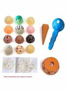 儿童冰淇淋玩具，逼真的冰淇淋勺堆叠游戏，儿童早教模拟厨房趣味益智玩具