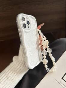 冬季奶油色纹理波浪边亮面喷漆防摔手机壳，搭配手工串珠手链配件，兼容 17 Pro/17 Air/17/17 Pro Max/16/11/16 Pro/16 Plus/16 Pro Max/16 e/15 Pro Max/13/14/12/XS/XR/7G/8P、Galaxy 11/12 Pro/12/12 X/13 Pro/14 Pro/15 Pro、Redmi 10/9/Note9/12c/Note11 Pro/Note8 Pro - 彩色 - 查看 6