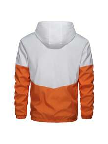 YINGHU 2pcs Men's Casual Sports Set, Hooded Zipper Color Block Jacket, Drawstring Pocket Sports Pants, Suitable For Spring/Autumn Fitness, Running, Sports