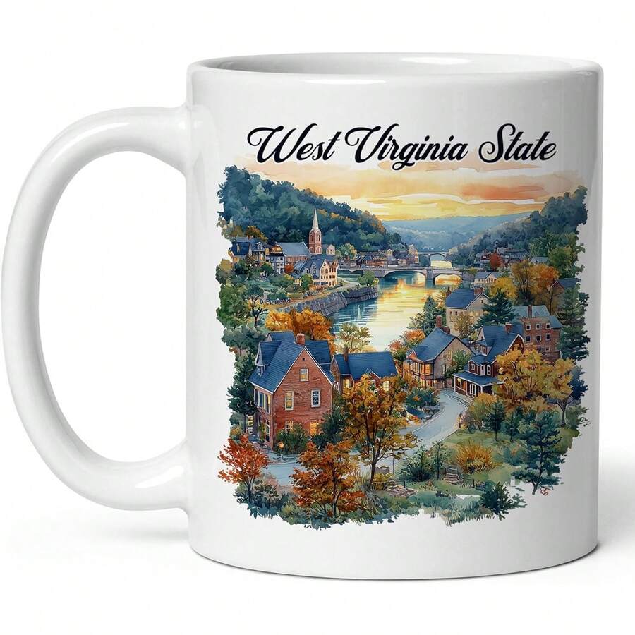 West Virginia State Ceramic Coffee Mug 11oz Mountain State - Tea Coffee Mug With Comfortable Grip - Unique Travel Gift Cup For Office Or Home - Vibrant Long-Lasting Print ID44991 - 圖片色 - 查看 1
