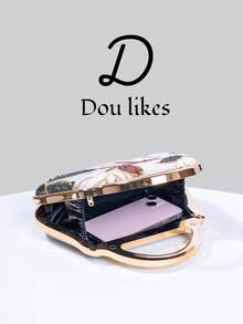 1 chiếc túi xách kim loại thiết kế tối giản với họa tiết hoa, dây đeo hoa thêu sequin, thích hợp cho các cô gái dự tiệc, cô dâu, người mới cưới và các quý cô công sở, dự tiệc, đám cưới. Đóng gói trong hộp nhỏ (họa tiết ngẫu nhiên), thích hợp cho công việc, đi công tác, đi chơi, đi làm. - Màu be - Xem 6