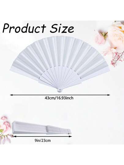 Folding Fan- Chinese Ladies' Hand Held Fans With Plastic Ribs For Parties, Wedding Favors, Home Decor,Erformance Dance, DIY Decoration(Black, White),1PC Simple Solid Color Hand