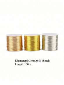 高品质不锈钢首饰线，不褪色、不生锈、不易变色、经久耐用，适用于手链、项链DIY，也可用作不褪色串珠线、首饰绳、手工编织线，金银色金属线