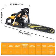 20-Inch 63CC Gas Powered Chainsaw, 2 Stroke Handed Petrol Gasoline Chain Saw With Ergonomic Handle, Small Vibration Cordless Logging Saw Woodworking Tool - 黃色 - 查看 3
