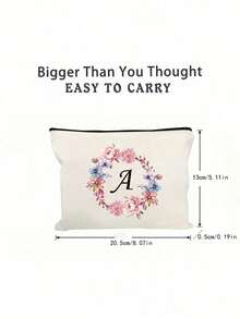 1 chiếc túi đựng đồ trang điểm cho bé gái in chữ đơn giản, phong cách, túi nhỏ màu trắng, vòng hoa mẫu đơn, chữ cái màu đen từ A đến Z, túi đựng đồ trang điểm, túi đựng đồ vệ sinh cá nhân di động, quà tặng sinh nhật, túi đựng đồ trang điểm có thể tái sử dụng, túi đựng đồ trang điểm du lịch dung tích lớn đơn giản cho bé gái, tai nghe, hộp đựng phụ kiện, ví đựng tiền xu, quà tặng đa năng cho bé gái, túi đựng đồ giải trí di động, - trắng - Xem 7