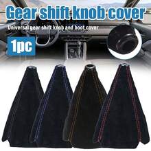Car Gear Shift Collars Covers Suede PU Leather Gear Stick Shift Shifter Knob Cover Boot Gaiter Red/Black/Yellow/Blue