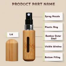 1/2PCS Perfume Bottling At The Bottom Part Of The Bamboo Shell Directly Fills Perfume Bottles, Refillable Mini Perfume Sample Bottle Perfume Container Travel Mist Spray, Used For Cosmetics Essential Oil, Spray Bottle 5ml 8ml Small Empty Bottle - Wood Color - View 8