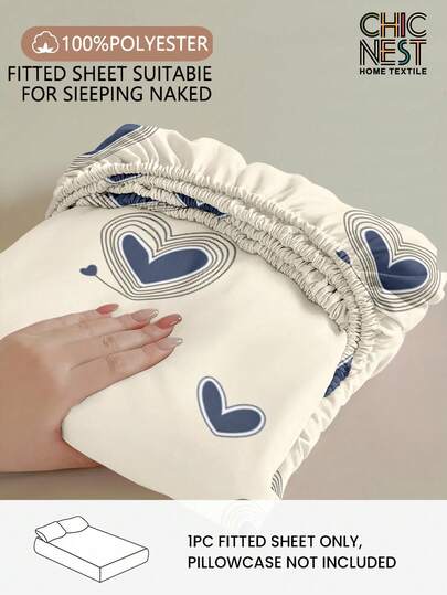 1 stuk minimalistisch beige hoeslaken met hartjespatroon, matrasbeschermer, Valentijnsdag matrashoes met hartjes, zacht en ademend, geschikt voor eenpersoons-, tweepersoons-, queensize- en kingsize bedden, diepe hoek tot 30 cm