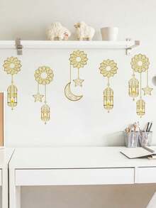 Star & Moon Pattern Static Cling Wall Sticker Window Decal, Home Decor Sticker, Suitable For Gifts, Holiday Decoration, Windows, Walls, Shop Displays, Middle Eastern Holiday Parties, Crescent Moon Themed Parties - Multicolor - View 7