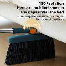 A Set Of Long-Handled Rotating Broom And Dustpan With Comb Teeth, Suitable For Home, Kitchen, And Office Cleaning. - 藍色 - 查看 10