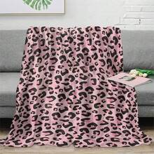 GEL HUT MUN 1pc Pink Leopard Print Blanket, Christmas Decoration Blanket, Gift For Friends, Christmas Gift - Baby Pink - View 10