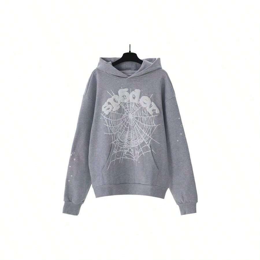 Winter BestsellersNEW Hip Hop Spider Hoodies Set Y2k Hoodie ,Tracksuit Pullover Sweatshirt And Trousers For Men Or Women Matching Hoodies For Couples Casual Unisexsupple - Xám - Xem 1
