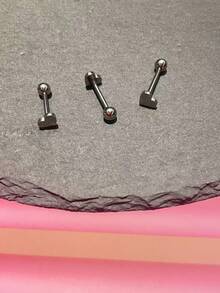 1pc Skin-Friendly Hypoallergenic Titanium Steel Heart Shaped Tongue Ring, Suitable For Drinking, Punk Style Unisex Body Piercing Jewelry - Heart-shaped Tongue Piercing - View 3