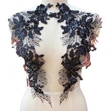 1 Pair 3D Lace Applique Floral Embroidery Patches - Delicate Hollow-Out Design, High-Quality Polyester Fabric, 10 Colors (White/Red/Gold/Black) Suitable For Wedding Gowns, Evening Dresses, DIY Fashion Accessories, Embroidered Dresses, Dress Decorations, Fine Embroidery, Dress Embellishments, Elegant Decorations, Exquisite Craftsmanship, Craft Enthusiasts