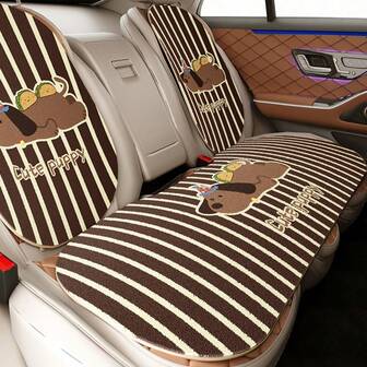 1 Pieza de Cojín de Asiento de Coche de Tela de Felpa y Cojín de Respaldo, Material Tipo Cachemira, Lavable a Máquina y a Mano, Incluye Cojín de Asiento Trasero, Respaldo de Asiento, Cojín de Asiento Delantero, Tamaño Universal, Adecuado para Otoño e Invierno, Aplicable a Varios Escenarios como Navidad, Día de San Valentín y Uso Diario