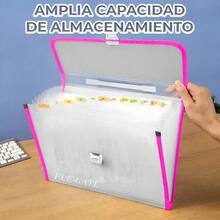 Folder Plástico Repelente Tipo Maletín 12 Separadores - Rosa - Ver 7