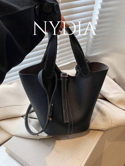 Women's New Vintage Casual Versatile Solid Color Bucket Bag, Autumn/Winter Style, Suitable For Commuting, Daily Dates And Work, Fashion Handbag, Can Be Worn Crossbody