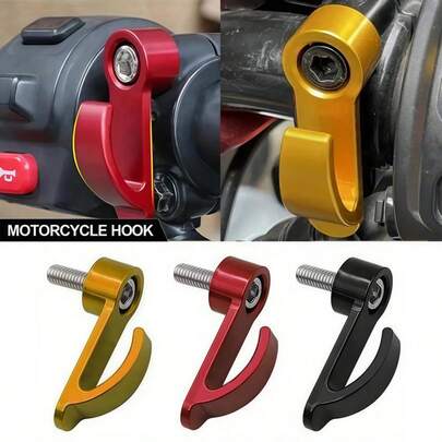 1/2pcs Multi-Color Motorcycle Storage Hooks - Metallic Surface Design Enhances Overall Visual Quality, Helmet Bag Holder - Aluminum Alloy - Single Hole Handlebar Adapter - Motorcycle Accessories, Single Hole Installation, Compatible With Most Motorcycles, Fashionable Metallic Surface, Durable Structure, Motorcycle Accessories