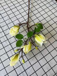 1束65厘米人造水仙木兰花，适用于花瓶、家居客厅、婚礼餐桌装饰、中心摆件，浪漫主题，仿真植物，秋季装饰，房间、书桌、花园装饰，房间装饰用品 - 彩色 - 查看 15