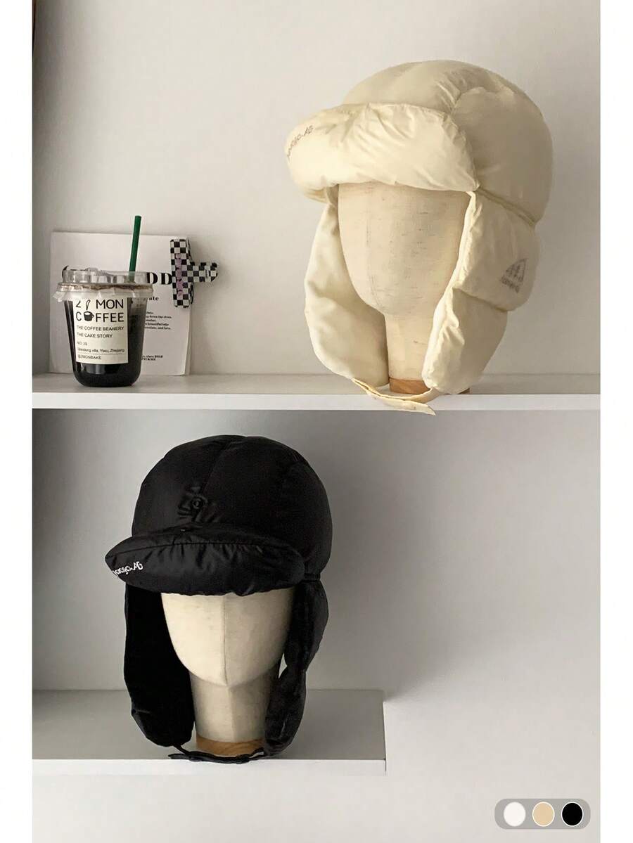 Down Ushanka Trapper Hat, Women's Winter Warm Hat, Riding Windproof Hat, Padded Earflap Aviator Hat, Detachable Lining, Waterproof Windproof, New Autumn/Winter, Unisex Warm Earflap Trapper Hat, Padded, Lightweight, Windproof, Earwarmer Men Winter Clothing - Multicolor - View 1