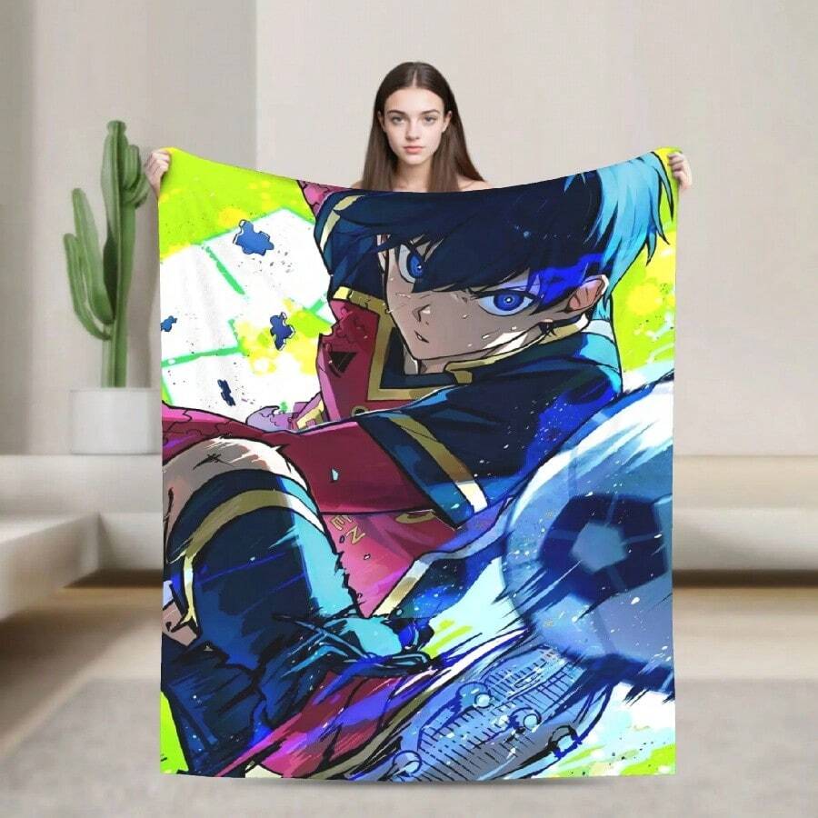Blue Lock Comic Football Blankets Coral Fleece Plush Textile Decor Yoichi Isagi Multi-Function Super Warm Throw Blanket For Home10.Jpg - trắng - Xem 1