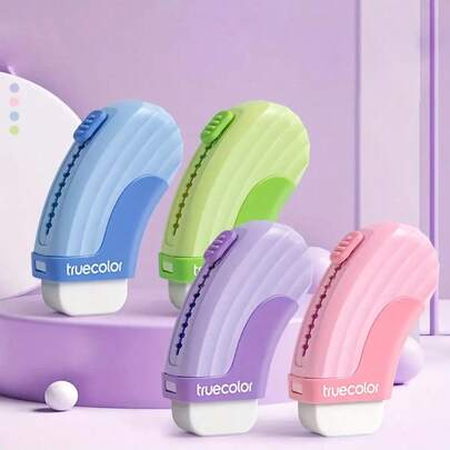 1/4pcs True Color Retractable Sliding Eraser - Light Blue, Green, Pink, Large Size, Unbreakable Rubber For Art And School Use, Smooth Design, Drawing And Drafting Tool, Ideal For Students And Professionals, Artist-Specific Eraser, Vibrant And Dust-Free.
