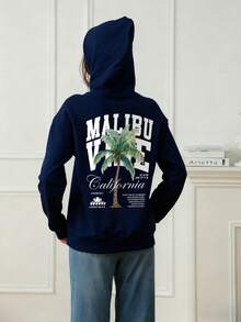 1 Stück Tween Mädchen Lässig Bedruckter Pullover Hoodie Sweatshirt, thermisch gefüttert, Langarm, Herbst/Winter Studentenbekleidung