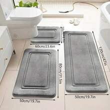 3pcs Super Absorbent Bath Mats, Non-Slip Bathroom Rugs, Ultra Soft And Comfortable Premium Bath Blankets For Bathtub, Shower, Bathroom Accessories, Bathroom Decor, Home Decor Floor Mats., Bath Mats And Towel Sets, Toilet Mat, Toilet Floor Mat, Home Moisture Control, Toilet Floor Covering, Non-Slip Bath Mat, Bathroom Decor Mat, Minimalist Bathroom Accessory, Textured Surface, Super Absorbent Fabric, Ultra Soft Texture - 灰色 - 查看 8