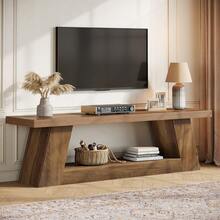 Tribesigns 63" Rustic TV Stand For 55/60/65/75-Inch TVs,  Long Media TV Console With Storage Shelve, Entertainment Center Television Stand For Living Room, Bedroom (Brown) - 棕色 - 查看 6